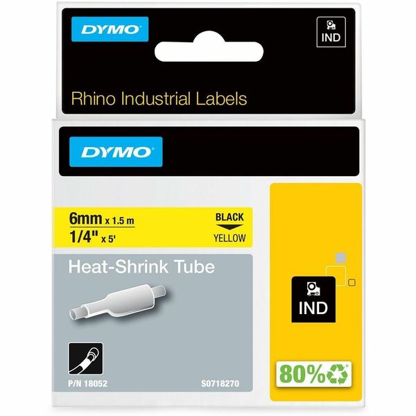 Sanford RhinoPro Heat Shrink Tube Label - 0.25" Width x 5" Length - Permanent - Yellow