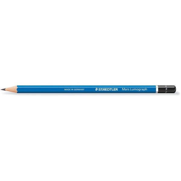 Staedtler Mars Lumograph Pencil - Gray Lead - F - Blue Wood Barrel - 6 / Box