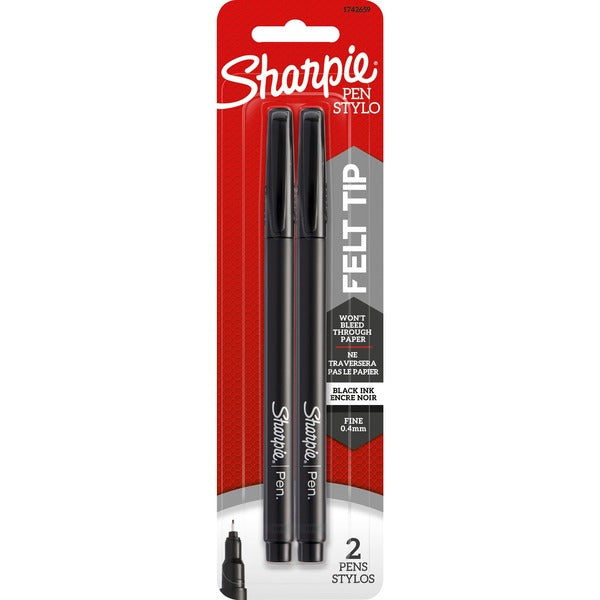 Sharpie Fine Point Pen - Fine Pen Point - Black Ink - 2 / Pack