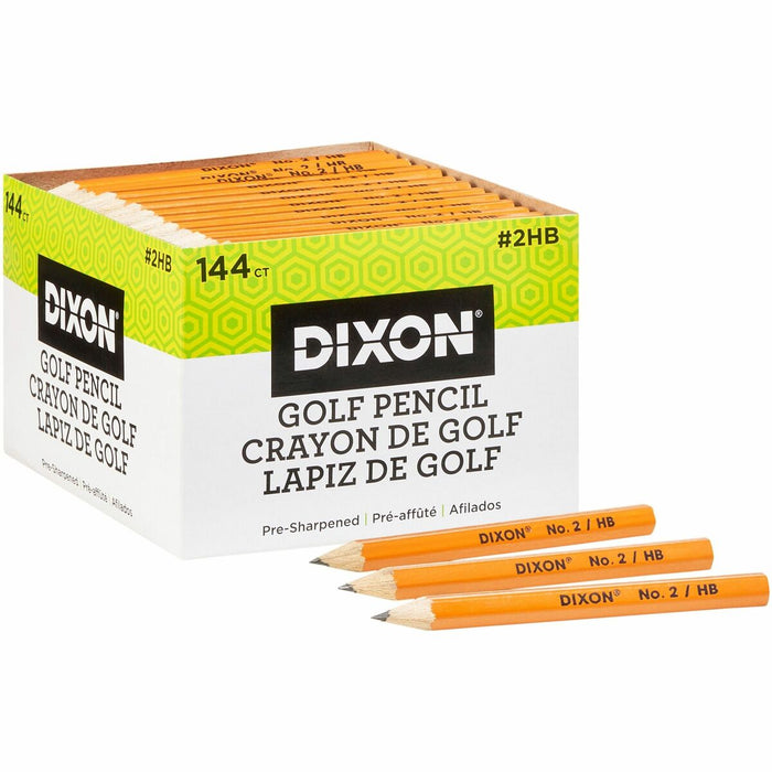 Dixon Pre-sharpened Wood Golf Pencils - #2 - Yellow Wood Barrel - 1 Box