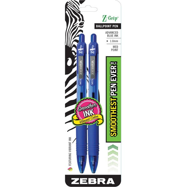 Zebra Pen Z-Grip Retractable Ballpoint Pens - 1 mm (0.04") Medium Pen Point - Retractable - Blue Ink - Blue Barrel - 1 Pack