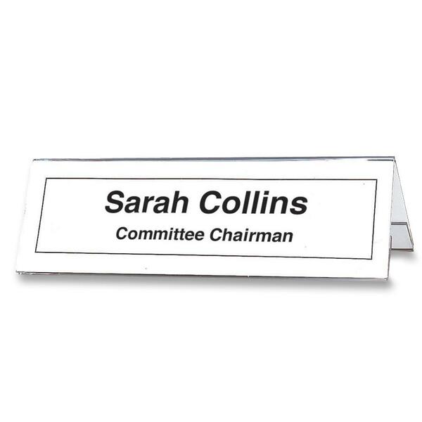 Deflecto Seminar/Desk Name Holder - 3.13" (79.38 mm) Height x 11" (279.40 mm) Width x 3.62" (92.07 mm) Depth - Acrylic - Clear - 1 Each