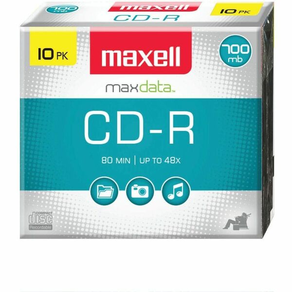 Maxell CD-R700 CD Recordable Media - CD-R - 40x - 700 MB - 10 Pack - 120mm - 1.33 Hour Maximum Recording Time