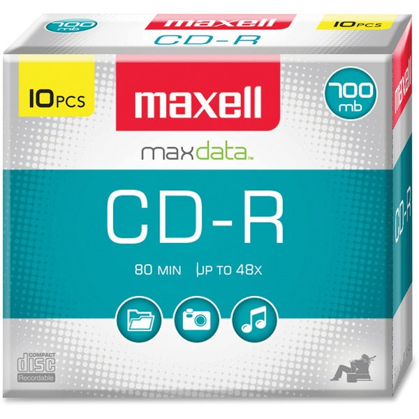Maxell CD Recordable Media - CD-R - 40x - 700 MB - 10 - 120mm - 1.33 Hour Maximum Recording Time