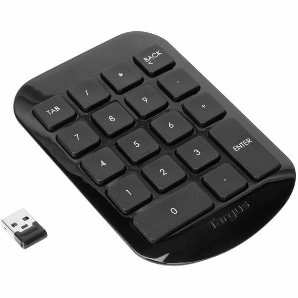 Targus Wireless Stow & Go Numeric Keypad - Wireless Connectivity - 33 ft (10058.40 mm) - USB Interface - Black, Gray