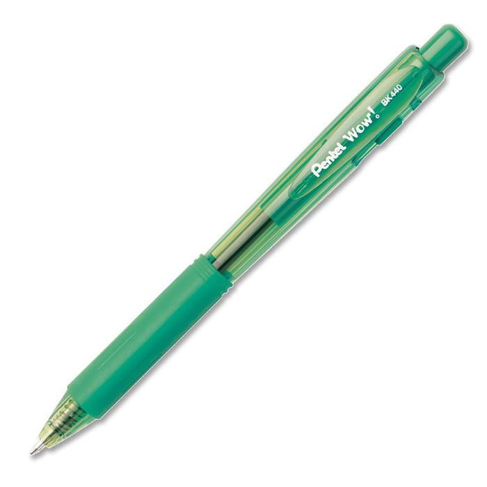 Pentel WOW! Retractable Ballpoint Pen - Retractable - Green Ink - Green Barrel - 1 Each