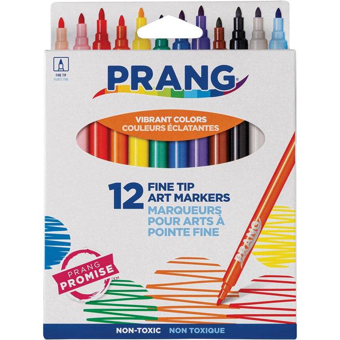 Dixon Fine Line Markers - Washable - Assorted Ink - 12 / Set