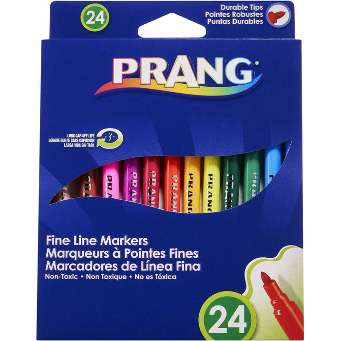 Prang Fine Line Markers - Assorted Ink - 24 / Set