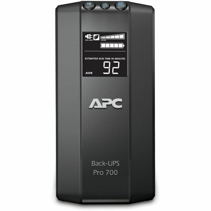 APC Back-UPS Pro, 700VA/420W, Tower, 120V, 6x NEMA 5-15R outlets, AVR, LCD, User Replaceable Battery - 700VA/450W - 3 Minute Full Load - 3 x NEMA 5-15R - Battery Backup System, 3 x NEMA 5-15R - Surge-protected