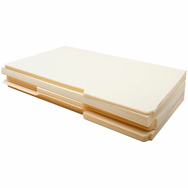 Business Source 1/3 Tab Cut Legal Recycled Top Tab File Folder - 8 1/2" (215.90 mm) x 14" (355.60 mm) - 3/4" (19.05 mm) Expansion - Top Tab Location - Assorted Tab Position - 1 Plys - Manila - Manila - Tab - 10% Recycled - 100 / Box
