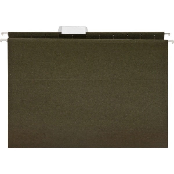 Business Source 1/5 Tab Cut Letter Recycled Hanging Folder - 8 1/2" (215.90 mm) x 11" (279.40 mm) - 11 pt. (3.87 mm) - Green - Acid-free - 100% Recycled - 25 / Box
