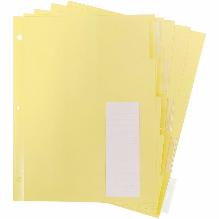 Business Source Buff Stock Ring Binder Indexes - 5 x Divider(s) - Blank Tab(s) - 5 Tab(s)/Set - 2" (50.80 mm) Tab Width - 8.50" (215.90 mm) Divider Width x 11" (279.40 mm) Divider Length - Letter - 3 Hole Punched - Buff Buff Paper Divider - Clear Tab(s) -