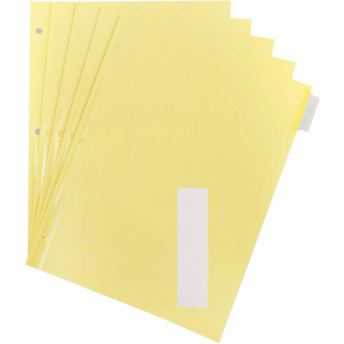 Business Source Buff Stock Ring Binder Indexes - 8 x Divider(s) - Blank Tab(s) - 8 Tab(s)/Set - 1.25" (31.75 mm) Tab Width - 8.50" (215.90 mm) Divider Width x 11" (279.40 mm) Divider Length - Letter - 3 Hole Punched - Clear Buff Paper Divider - Clear Tab(