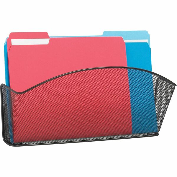 Safco Onyx Mesh Wall Pockets - 9" (228.60 mm) Height x 15" (381 mm) Width x 3" (76.20 mm) Depth - Black - Steel - 1 Each