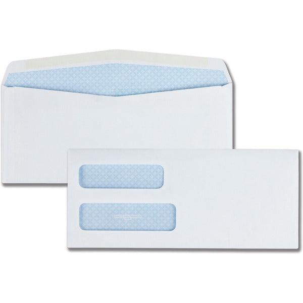 Quality Park No. 10 Double Window Security Tint Envelopes - Security - #10 - 4 1/8" (104.65 mm) Width x 9 1/2" (241.30 mm) Length - 24 lb (10886.22 g) - Gummed - White - 500 / Box