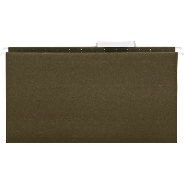 Business Source 1/3 Tab Cut Legal Recycled Hanging Folder - 8 1/2" (215.90 mm) x 14" (355.60 mm) - 11 pt. (3.87 mm) - Poly - Green - 100% Recycled - 25 / Box