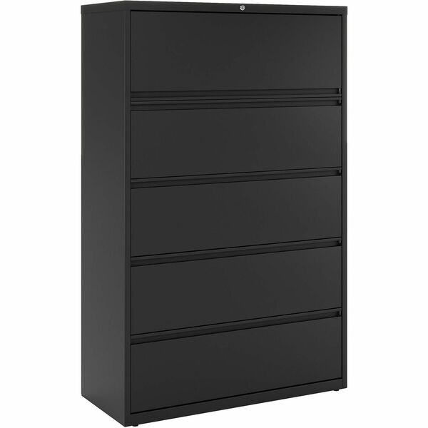 Lorell Fortress Series Lateral File - 42" (106.68 cm) Width x 18.63" (47.31 cm) Depth x 67.69" (171.92 cm) Height - 5 x Drawer(s) for File - Letter, Legal, A4 - Lateral - Interlocking, Label Holder, Leveling Glide, Ball-bearing Suspension - Black - Recycl