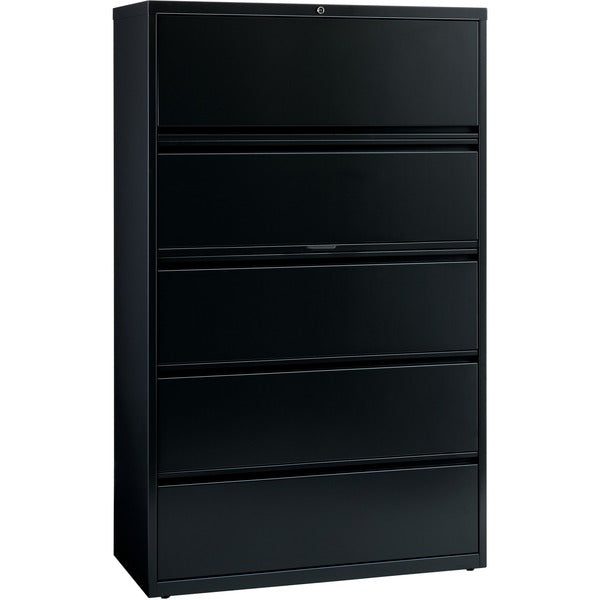 Lorell Fortress Series Lateral File w/Roll-out Posting Shelf - 42" (1066.80 mm) Width x 18.6" (473.08 mm) Depth x 67.7" (1719.25 mm) Height - 5 x Drawer(s) for File - Letter, Legal, A4 - Lateral - Interlocking, Label Holder, Leveling Glide, Ball-bearing S