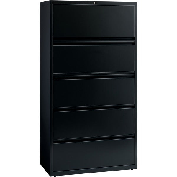 Lorell Fortress Series Lateral File w/Roll-out Posting Shelf - 36" (914.40 mm) Width x 18.6" (473.08 mm) Depth x 67.7" (1719.26 mm) Height - 5 x Drawer(s) for File - Letter, Legal, A4 - Lateral - Rust Proof, Interlocking, Leveling Glide, Ball-bearing Susp