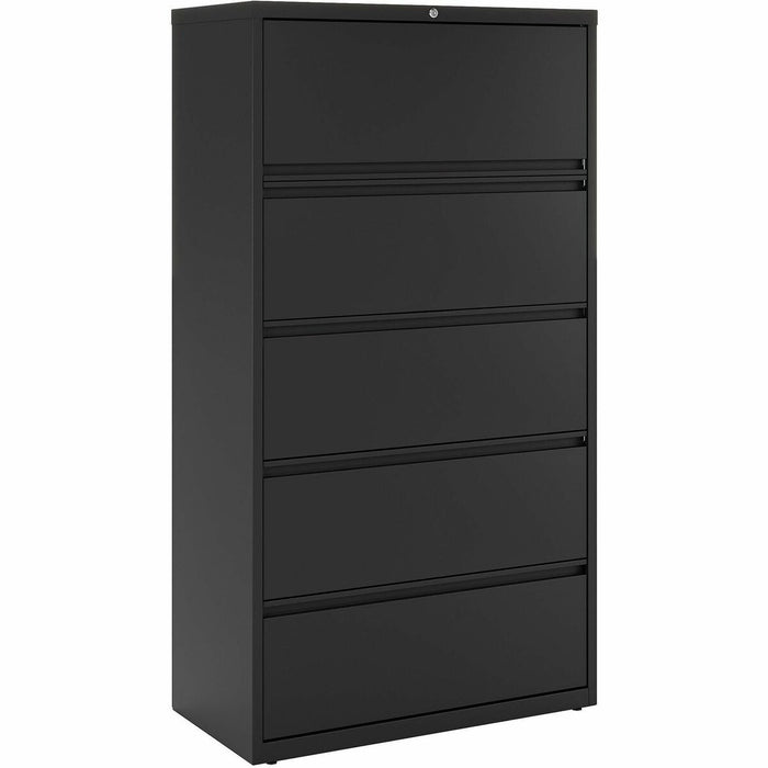 Lorell Fortress Series Lateral File w/Roll-out Posting Shelf - 36" (91.44 cm) Width x 18.63" (47.31 cm) Depth x 67.69" (171.93 cm) Height - 5 x Drawer(s) for File - Letter, Legal, A4 - Lateral - Rust Proof, Interlocking, Leveling Glide, Ball-bearing Suspe