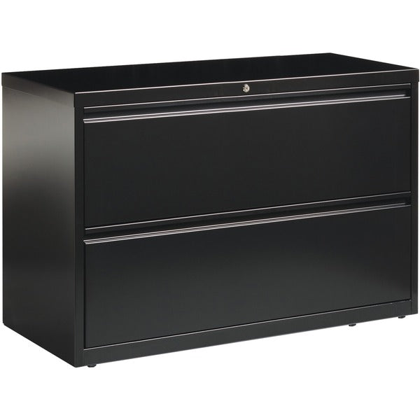 Lorell Fortress Series Lateral File - 42" (1066.80 mm) Width x 18.6" (473.08 mm) Depth x 28.1" (714.38 mm) Height - 2 x Drawer(s) for File - Letter, Legal, A4 - Lateral - Interlocking, Leveling Glide, Ball-bearing Suspension, Label Holder - Black - Recycl