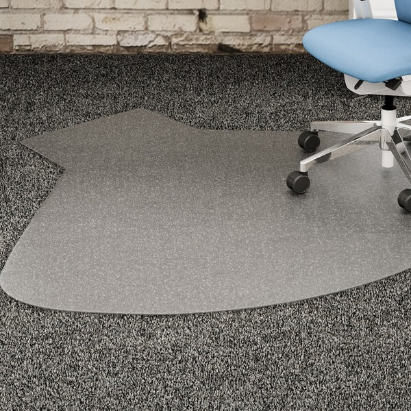 Lorell L-Workstation Medium-pile Chairmat - Carpeted Floor - 66" (1676.40 mm) Length x 60" (1524 mm) Width x 0.125" (3.18 mm) Thickness - Lip Size 12" (304.80 mm) Length x 20" (508 mm) Width - Vinyl - Clear - 1 Each