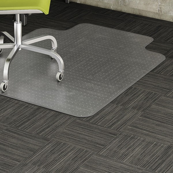 Lorell Wide Lip Low-pile Chairmat - Carpeted Floor - 53" (1346.20 mm) Length x 45" (1143 mm) Width x 0.122" (3.10 mm) Thickness - Lip Size 12" (304.80 mm) Length x 25" (635 mm) Width - Vinyl - Clear - 1 Each