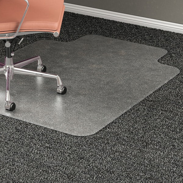 Lorell Plush-pile Wide-Lip Chairmat - Carpeted Floor - 53" (1346.20 mm) Length x 45" (1143 mm) Width x 0.173" (4.39 mm) Thickness - Lip Size 12" (304.80 mm) Length x 25" (635 mm) Width - Vinyl - Clear - 1 Each