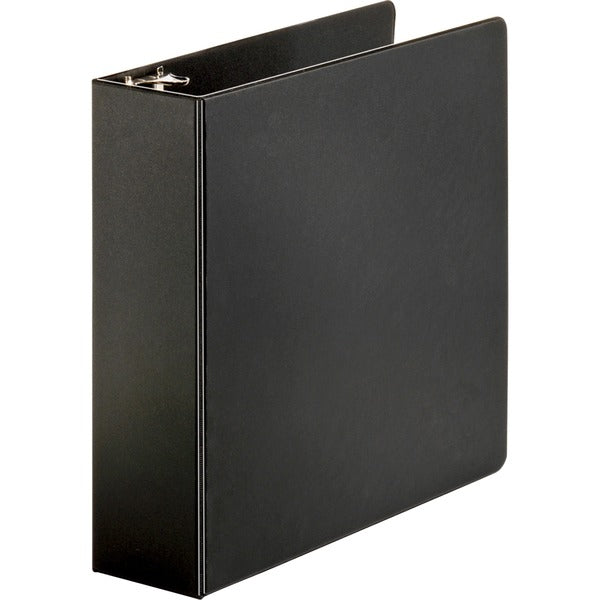 Business Source Basic Round-ring Binder - 3" (76.20 mm) Binder Capacity - Letter - 8 1/2" (215.90 mm) x 11" (279.40 mm) Sheet Size - 3 Ring - Fastener: Round Ring - Pocket: Inside Front & Back - Vinyl - Black - 1.20 lb (544.31 g) - Exposed Rivet, Non Lock
