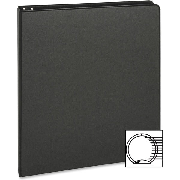 Business Source Basic Round-ring Binder - 1" (25.40 mm) Binder Capacity - Letter - 8 1/2" (215.90 mm) x 11" (279.40 mm) Sheet Size - 3 Ring(s) - Fastener(s): Round Ring - Pocket(s): Inside Front & Back - Chipboard, Polypropylene - Black - 9.60 oz (272.16