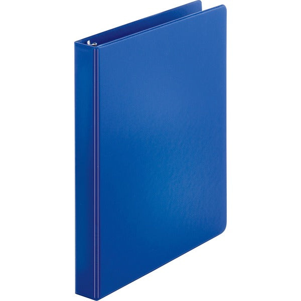 Business Source Basic Round-ring Binder - 1" Binder Capacity - Letter - 8 1/2" x 11" Sheet Size - 225 Sheet Capacity - 3 x Round Ring Fastener(s) - Inside Front & Back Pocket(s) - Chipboard, Polypropylene - Dark Blue - 362.9 g - Exposed Rivet, Non Locking