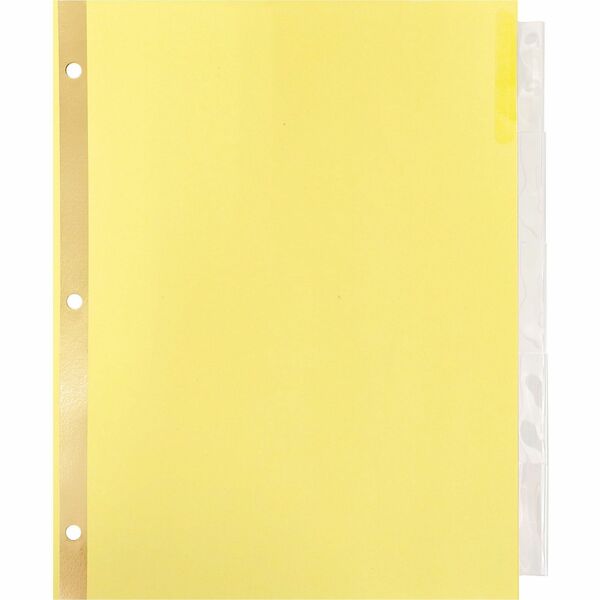 Business Source Insertable 5-Tab Ring Binder Indexes - 5 x Divider(s) - 5 Tab(s)/Set - 2" (50.80 mm) Tab Width - 8.50" (215.90 mm) Divider Width x 11" (279.40 mm) Divider Length - Letter - 3 Hole Punched - Buff Divider - Clear Tab(s) - Mylar Reinforcement