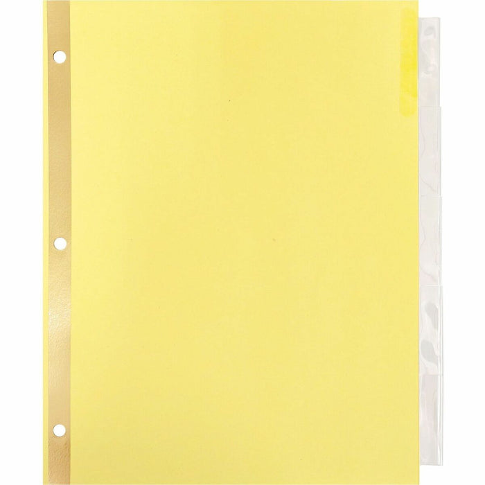 Business Source Insertable 5-Tab Ring Binder Indexes - 5 x Divider(s) - 5 Tab(s)/Set - 2" (50.80 mm) Tab Width - 8.50" (215.90 mm) Divider Width x 11" (279.40 mm) Divider Length - Letter - 3 Hole Punched - Buff Divider - Clear Tab(s) - No - Mylar Reinforc