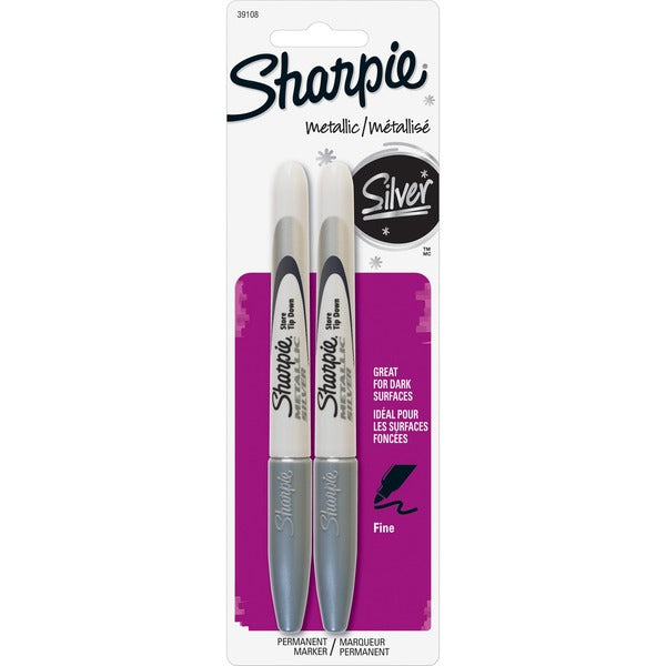 Sharpie Metallic Permanent Markers - 0.5 mm (0.02") Fine Chisel Marker Point - Silver Ink - 2 / Pack