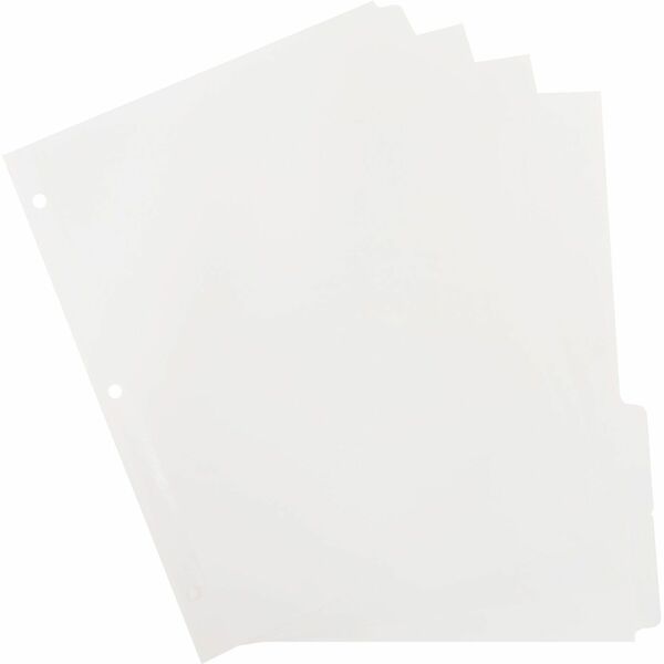 Business Source 3-Ring Plain Tab Indexes - 5 Write-on Tab(s) - 5 Tab(s)/Set - 2" (50.80 mm) Tab Width - 8.50" (215.90 mm) Divider Width x 11" (279.40 mm) Divider Length - Letter - 3 Hole Punched - White Divider - 100% Recycled - Mylar Reinforced Edge, Pun