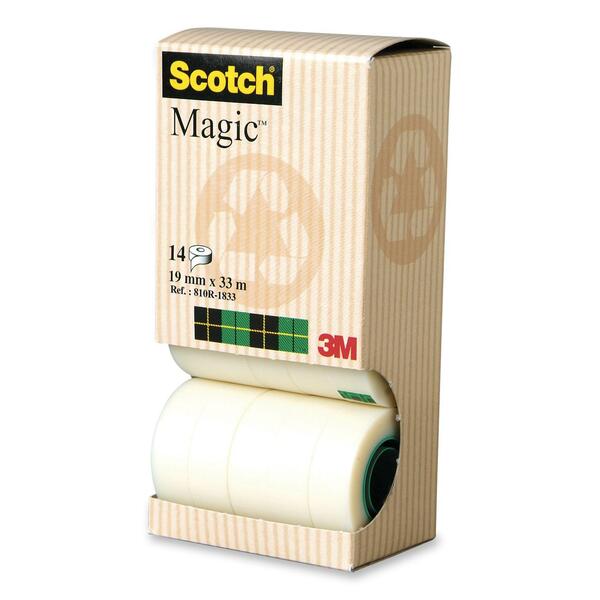 Scotch Magic 810R1833 Tape with Dispenser Tower - 36 yd (32.9 m) Length x 0.75" (19 mm) Width - Dispenser Included - For Sealing, Packing - 14 / Pack