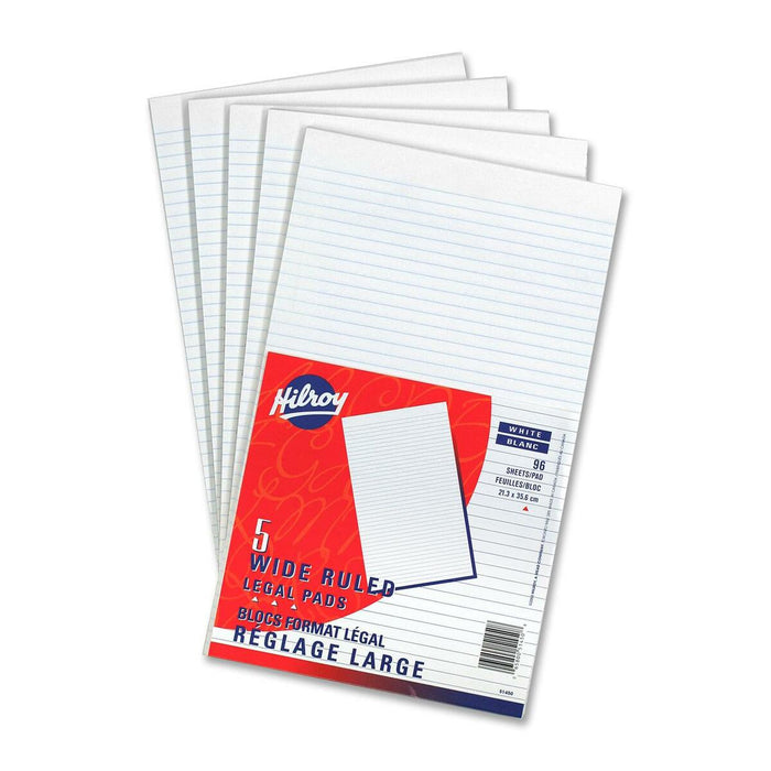 Hilroy Figuring Pad - 96 Sheets - Wide Ruled Front Ruling - 15 lb (6803.89 g) Basis Weight - 8 3/8" (21.27 cm) x 14" (35.56 cm) Sheet Size - White Paper - 5 / Pack