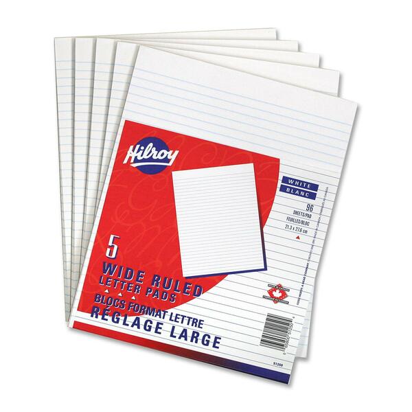Hilroy Figuring Pad - 96 Sheets - 0.31" (7.94 mm) Ruled - 8 3/8" (212.73 mm) x 10 7/8" (276.22 mm) Sheet Size - White Paper - 5 / Pack