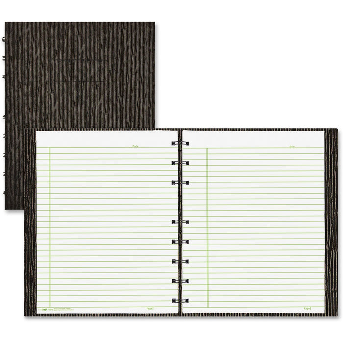 Blueline Executive Wirebound Notebook - 150 Sheets - Twin Wirebound - Ruled Margin - 9 1/4" (23.49 cm) x 7 1/4" (18.42 cm) Sheet Size - Black Cover - Hard Cover, Micro Perforated, Tab, Index Sheet, Pocket, Self-adhesive Tab - Recycled - 1 Each