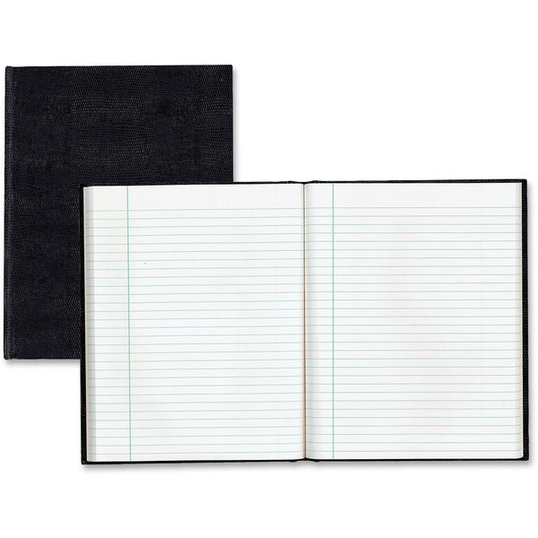 Blueline EcoLogix Executive Notebooks - 150 Sheets - Perfect Bound - Ruled Red Margin - 7 1/4" (184.15 mm) x 9 1/4" (234.95 mm) Sheet Size - White Paper - Black Cover - Hard Cover, Unpunched - Recycled 100% - 1 Each