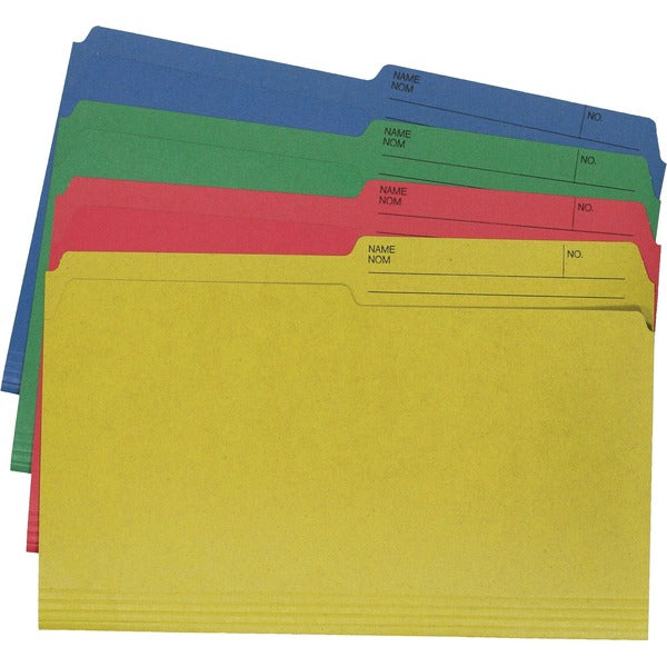 Hilroy Legal Recycled Top Tab File Folder - 8 1/2" (215.90 mm) x 14" (355.60 mm) - Red, Yellow, Green, Blue - 60% Recycled - 40 / Pack