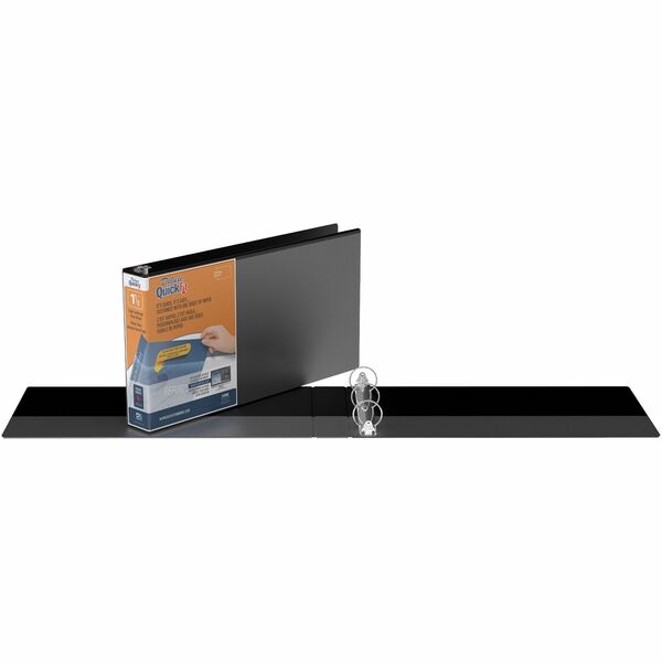 QuickFit Ring Binder - 1 1/2" (38.10 mm) Binder Capacity - Legal - 8 1/2" (215.90 mm) x 14" (355.60 mm) Sheet Size - 275 Sheet Capacity - 3 x 1.50" (38.10 mm) Ring - Fastener: Round Ring - Polypropylene - Black - Recycled - Clear Overlay, Spine Label, Ant