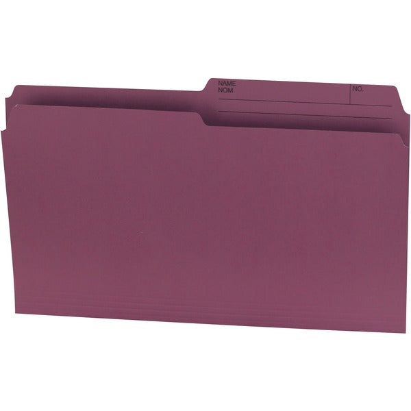 Offix 1/2 Tab Cut Legal Recycled Top Tab File Folder - 8 1/2" x 14" - Burgundy - 70% Recycled - 100 / Box