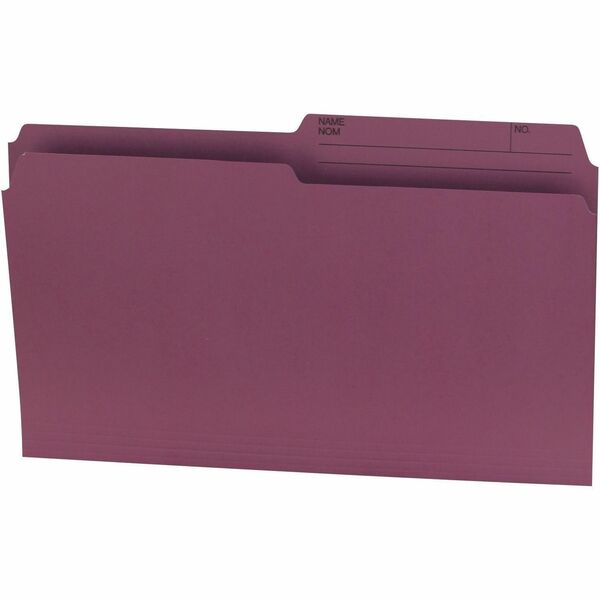 Offix 1/2 Tab Cut Legal Recycled Top Tab File Folder - 8 1/2" (215.90 mm) x 14" (355.60 mm) - Burgundy - Printed Tab - 70% Recycled - 100 / Box