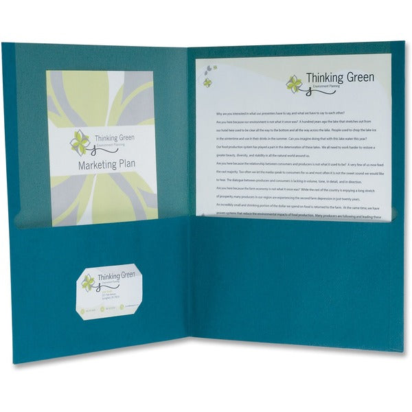 TOPS Letter Recycled Pocket Folder - 8 1/2" (215.90 mm) x 11" (279.40 mm) - 100 Sheets Capacity - 2 Pocket - Fiber - Blue - 10% Recycled - 10 / Pack