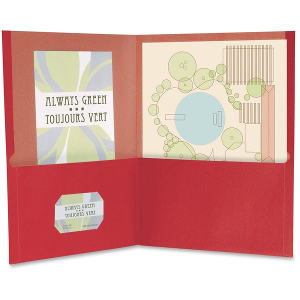 TOPS Letter Recycled Pocket Folder - 8 1/2" (215.90 mm) x 11" (279.40 mm) - 100 Sheets Capacity - 2 Pocket - Fiber - Red - 10% Recycled - 10 / Pack