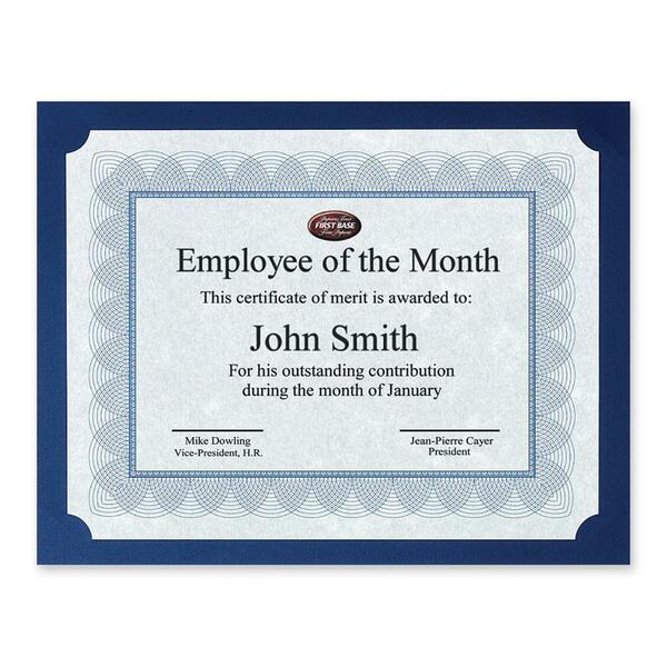 First Base 83480 Letter Certificate Holder - 8 1/2" x 11" - Linen - Navy Blue - 25 / Pack