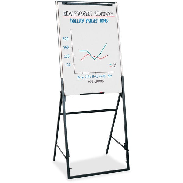 Quartet Futura 51900 Easel - 26" (660.40 mm) Width x 35" (889 mm) Height - Melamine Surface - Black Frame - Adjustable Height, Durable, Compact, Portable - 1 Each