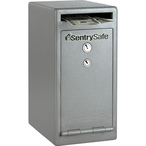 Sentry Safe Under Counter Depository Safe - 11.04 L - Dual Key Lock - Internal Size 10" (253 mm) Height x 7.8" (197 mm) Width x 8.5" (216 mm) Depth - Overall Size 12" (304.80 mm) Height x 8" (203.20 mm) Width x 10.3" (261.62 mm) Depth - Gray - Steel
