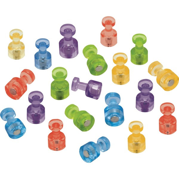 Quartet Magnetic Pushpin - 0.39" (10 mm) Diameter - 6 Sheet Capacity - 20 / Pack - Assorted